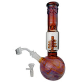 11.2" Silver Fumed Helix Perc Round Base Beaker Water Pipe Red